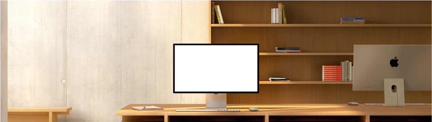 The studio: a desk with the Boardly mark on the monitor